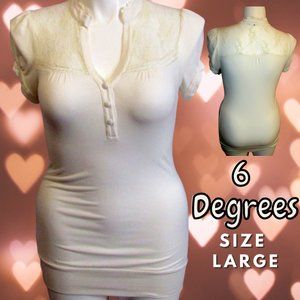 6 Degrees Juniors Ivory Lace Shirt Size Large